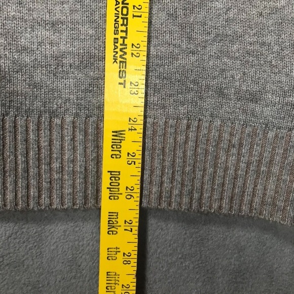 Raffi Sweater Men's Medium Grey 1/4 Button Mock Neck Wool Cashmere Elbow Patches - Picture 5 of 8